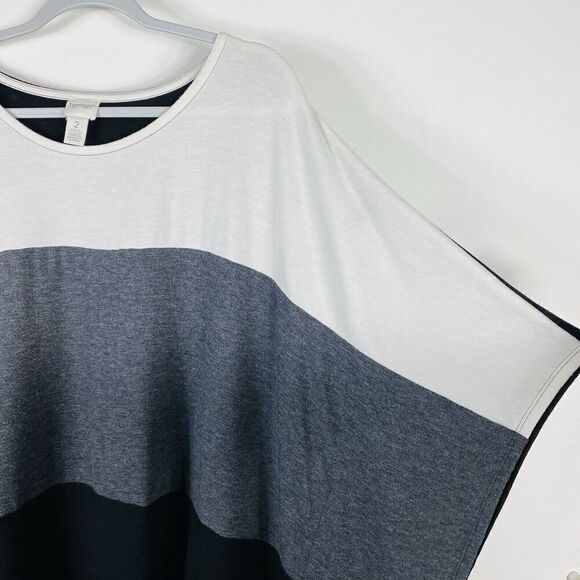 Chico's Size Large 12 2 Zenergy Dominique Colorblock Tunic Top White Gray Black - Picture 3 of 4